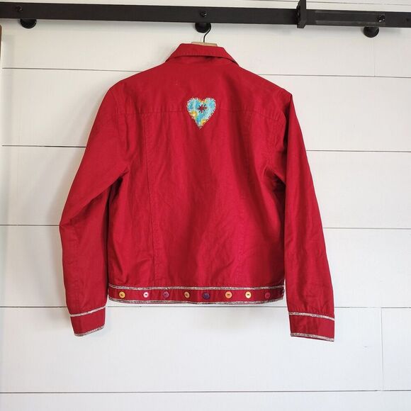 Vintage Don’t Mess With Texas Jacket Artsy Hearts Embroidered Buttons Cottage M - Picture 2 of 7